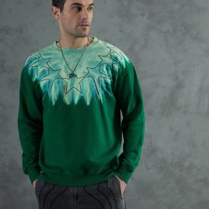 Green Star Embroidery Ombre Sweatshirt