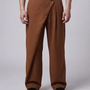 Tan Draped Tailored Trousers