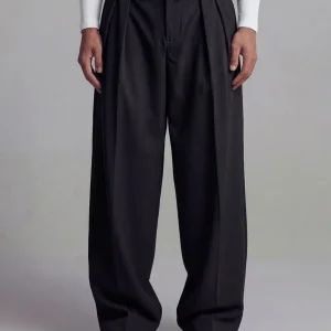 Black Inverted Waist Tailored Trousers