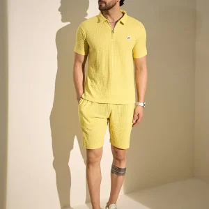 Lemon Textured Knitted Coord Set